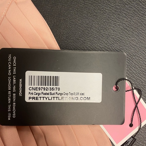 PLT Pink Cargo Pleated Bust Plunge Crop Top SIZE 4US (8UK) - Picture 7 of 8